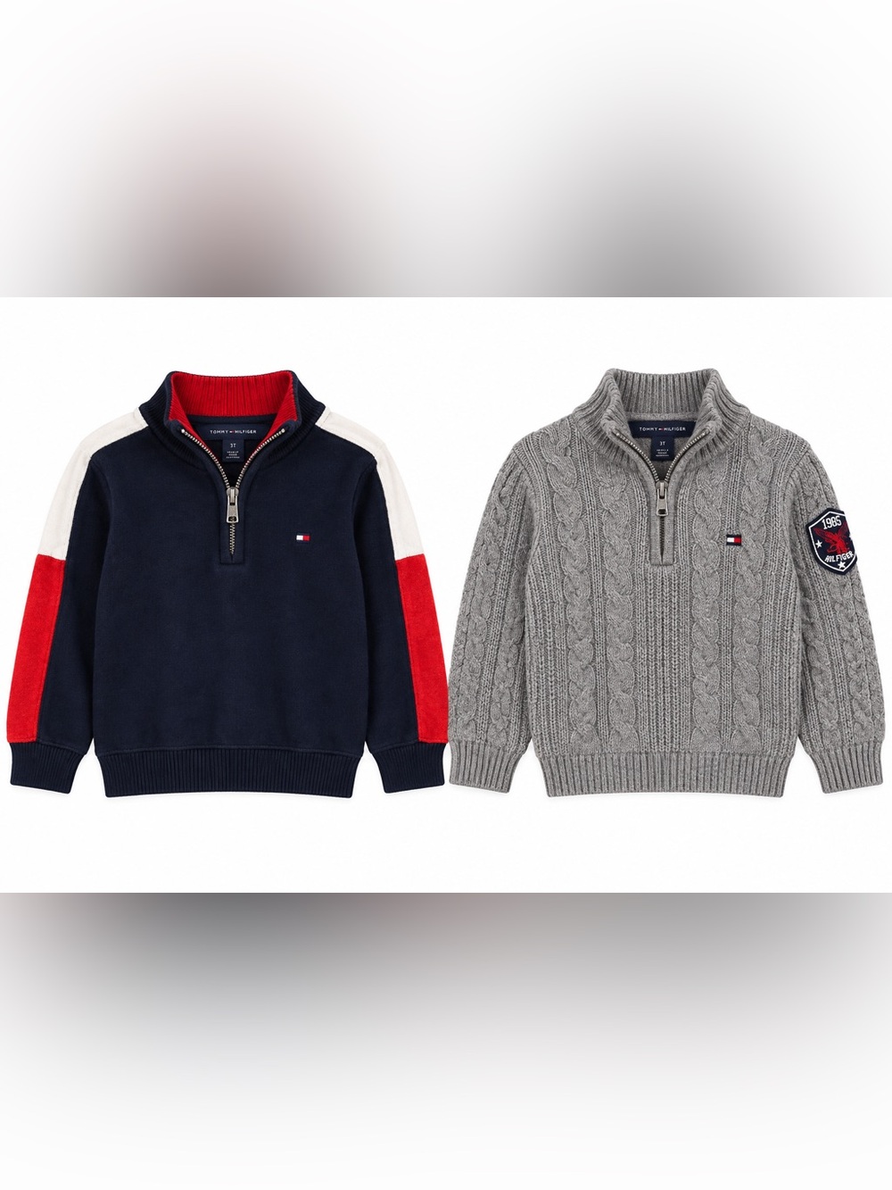 Tommy Hilfiger Boys 3T Sweater Bundle Quarter Zip Cable Knit 2 Piece